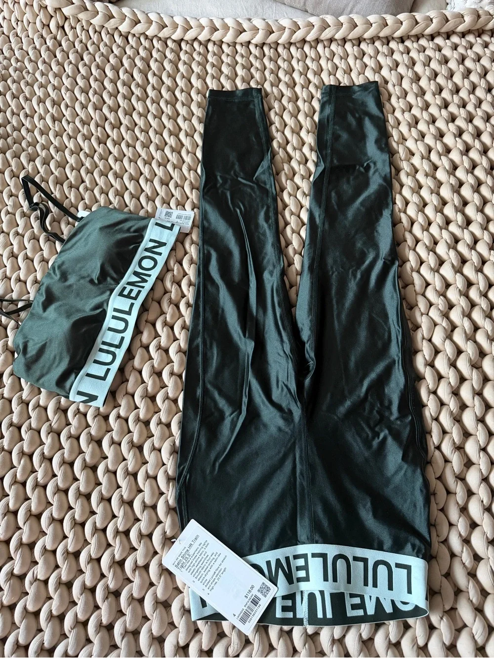 lululemon athletica satin shine logo bra top